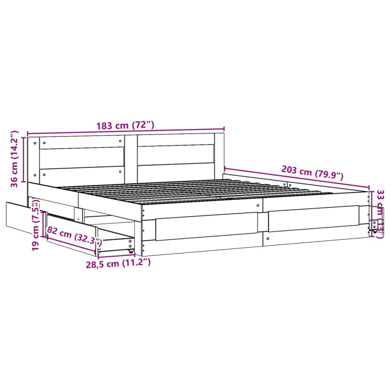 Bettgestell mit Kopfteil Braun Eichen-Optik 180x200 cm