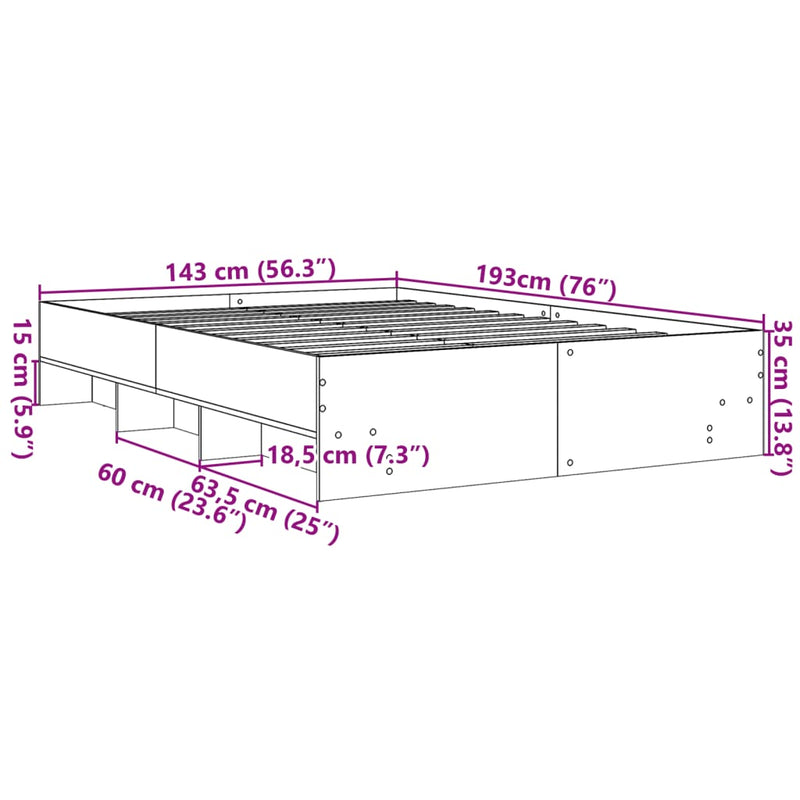 Bettgestell Weiß 140x190 cm Holzwerkstoff