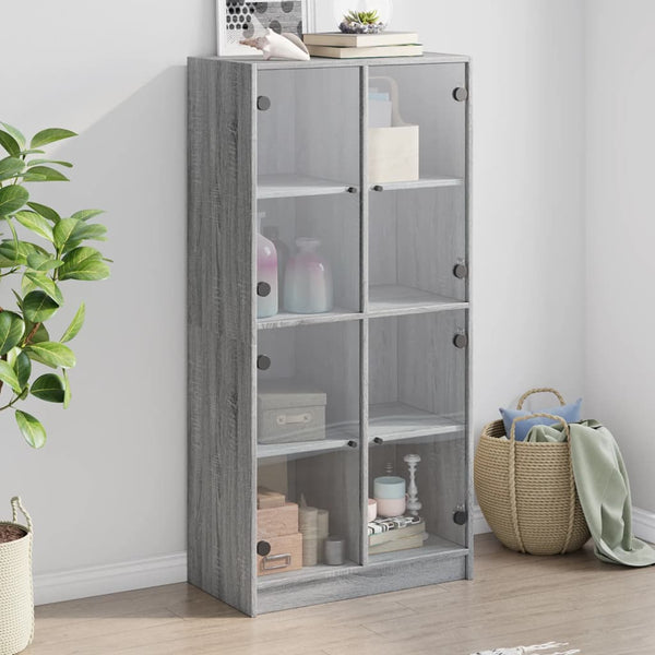 Highboard mit Türen Grau Sonoma 68x37x142 cm Holzwerkstoff