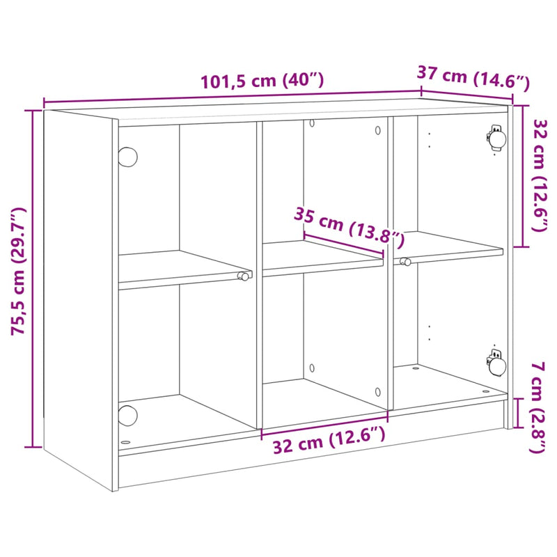 Sideboard Schwarz 102x37x75,5 cm Holzwerkstoff