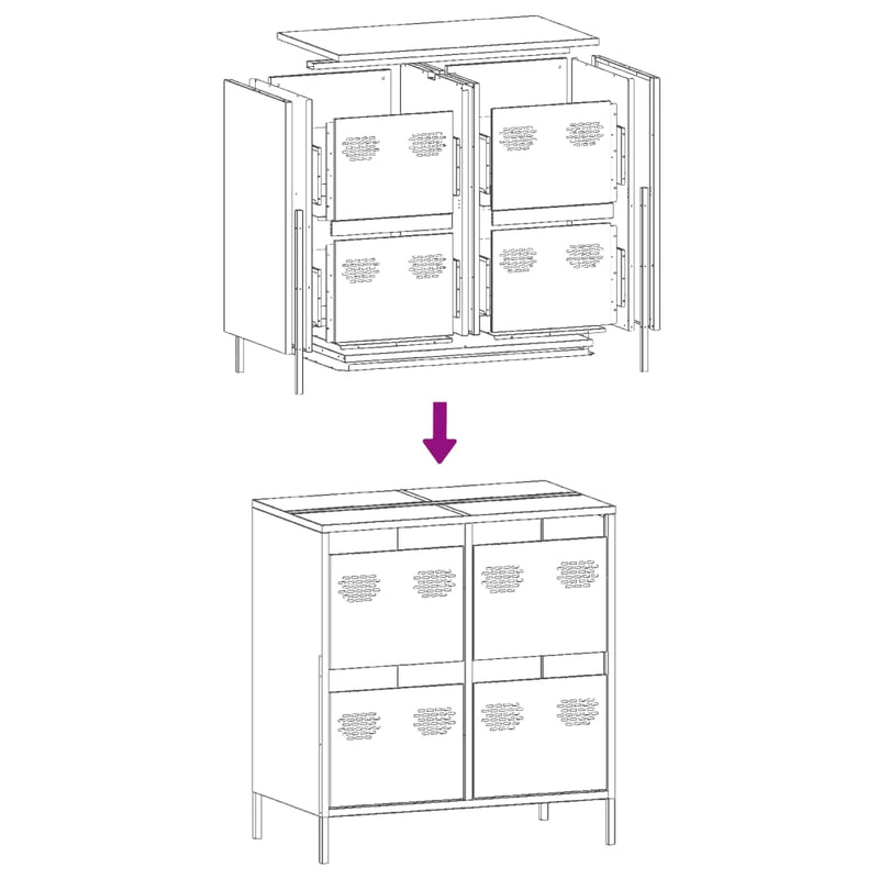 Sideboard Olivgrün 68x39x73,5 cm Kaltgewalzter Stahl