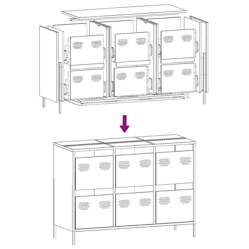 Sideboard Rosa 101,5x39x73,5 cm Kaltgewalzter Stahl