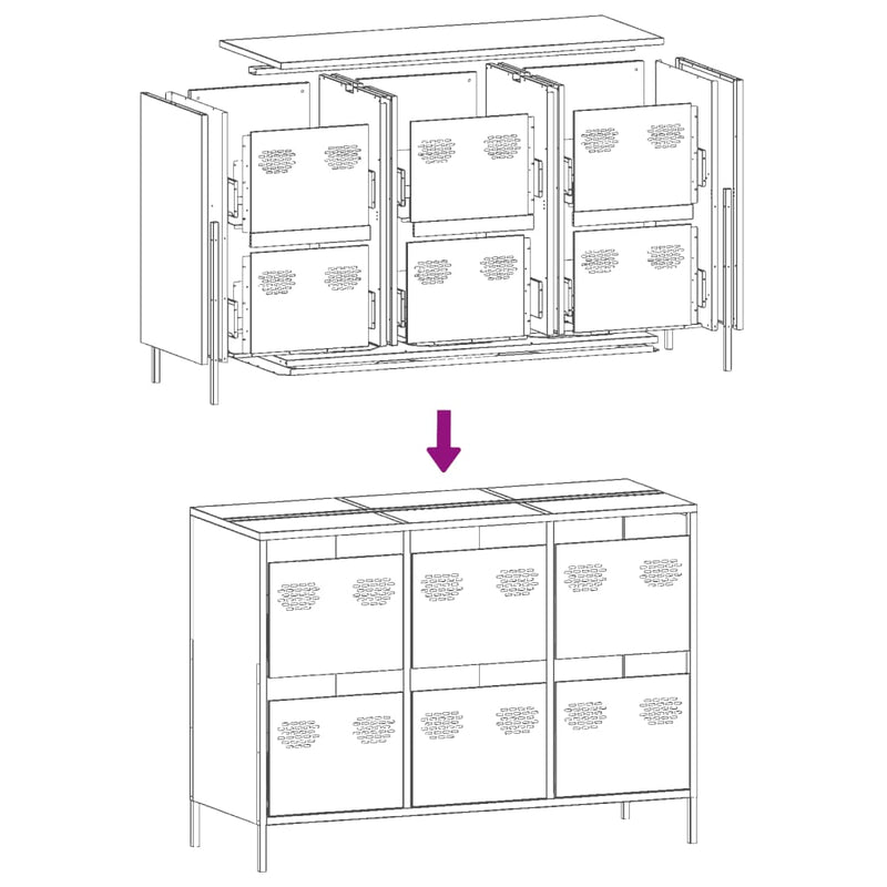 Sideboard Senfgelb 101,5x39x73,5 cm Kaltgewalzter Stahl