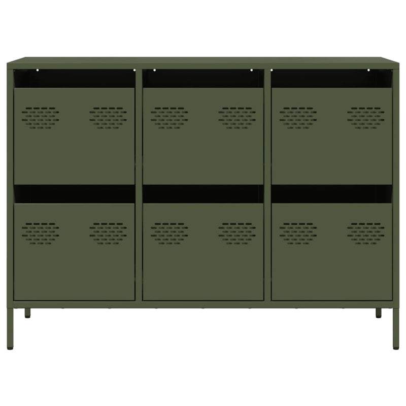 Sideboard Olivgrün 101,5x39x73,5 cm Kaltgewalzter Stahl