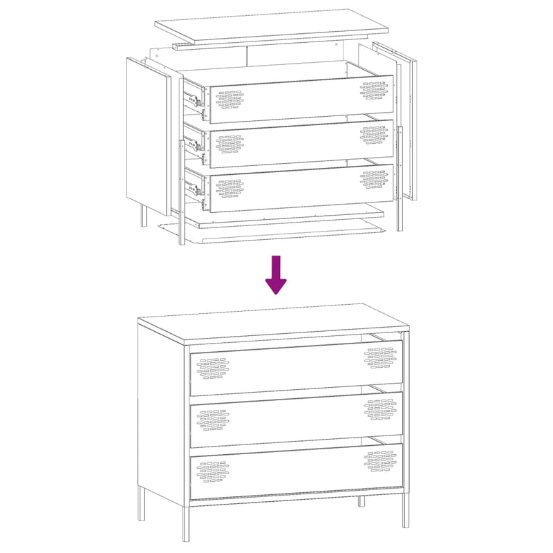 Sideboard Anthrazit 68x39x58,5 cm Kaltgewalzter Stahl