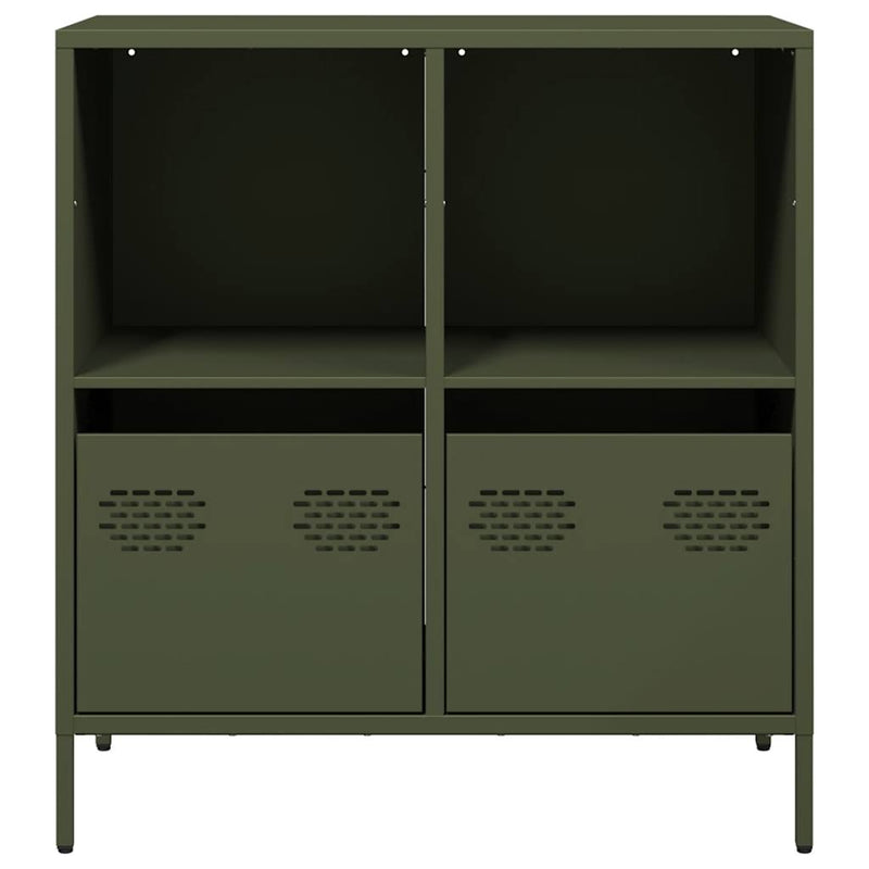 Sideboard Olivgrün 68x39x73,5 cm Kaltgewalzter Stahl