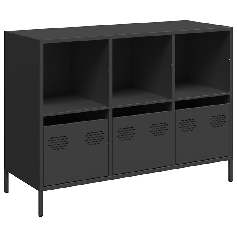 Sideboard Schwarz 101,5x39x73,5 cm Kaltgewalzter Stahl