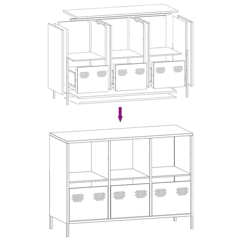 Sideboard Schwarz 101,5x39x73,5 cm Kaltgewalzter Stahl