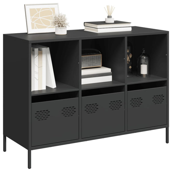 Sideboard Schwarz 101,5x39x73,5 cm Kaltgewalzter Stahl