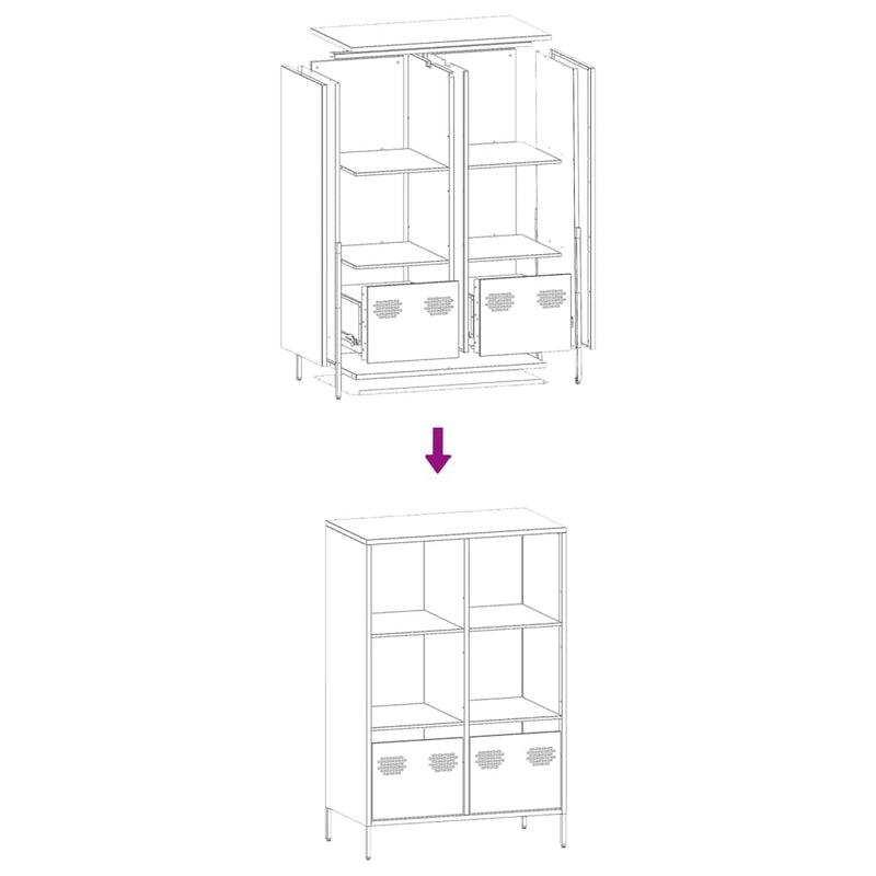 Highboard Olivgrün 68x39x103,5 cm Stahl