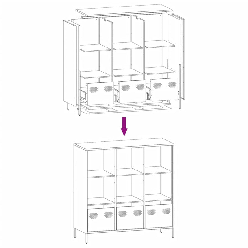 Highboard Anthrazit 101,5x39x103,5 cm Stahl