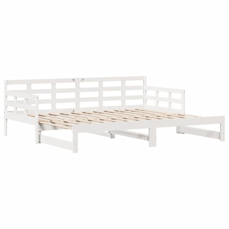 Tagesbett Ausziehbar mit Schubladen Weiß 90x200 cm Kiefernholz