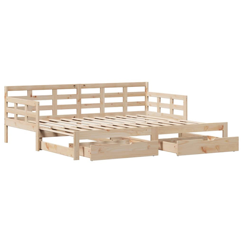 Tagesbett Ausziehbar mit Schubladen 90x190 cm Massivholz Kiefer