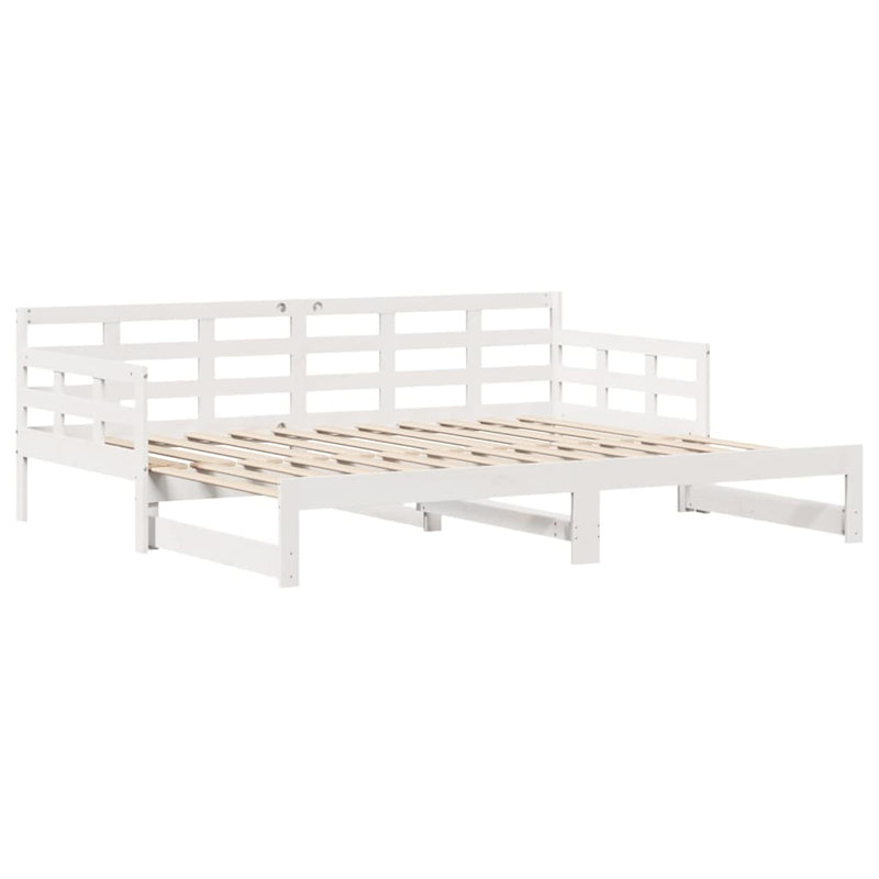 Tagesbett Ausziehbar mit Schubladen Weiß 90x190 cm Kiefernholz