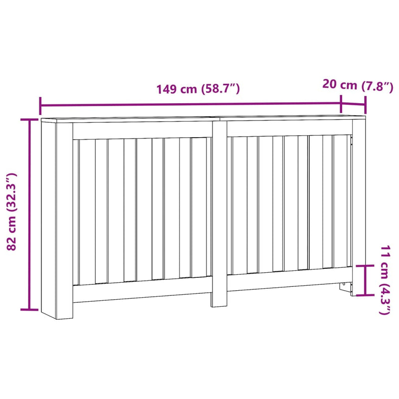 Heizkörperverkleidung Altholz-Optik 149x20x82 cm Holzwerkstoff