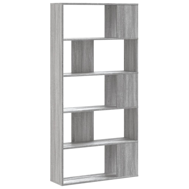 Bücherregal 5 Böden Grau Sonoma 80,5x23,5x162,5 Holzwerkstoff