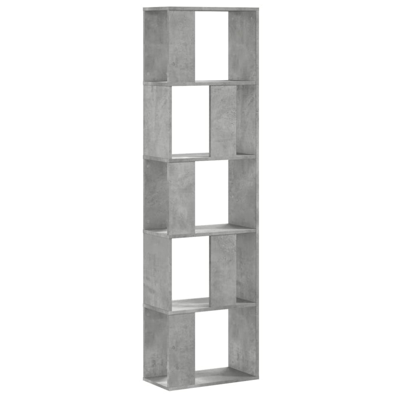 Bücherregal 5 Böden Betongrau 45x23,5x162,5 cm Holzwerkstoff