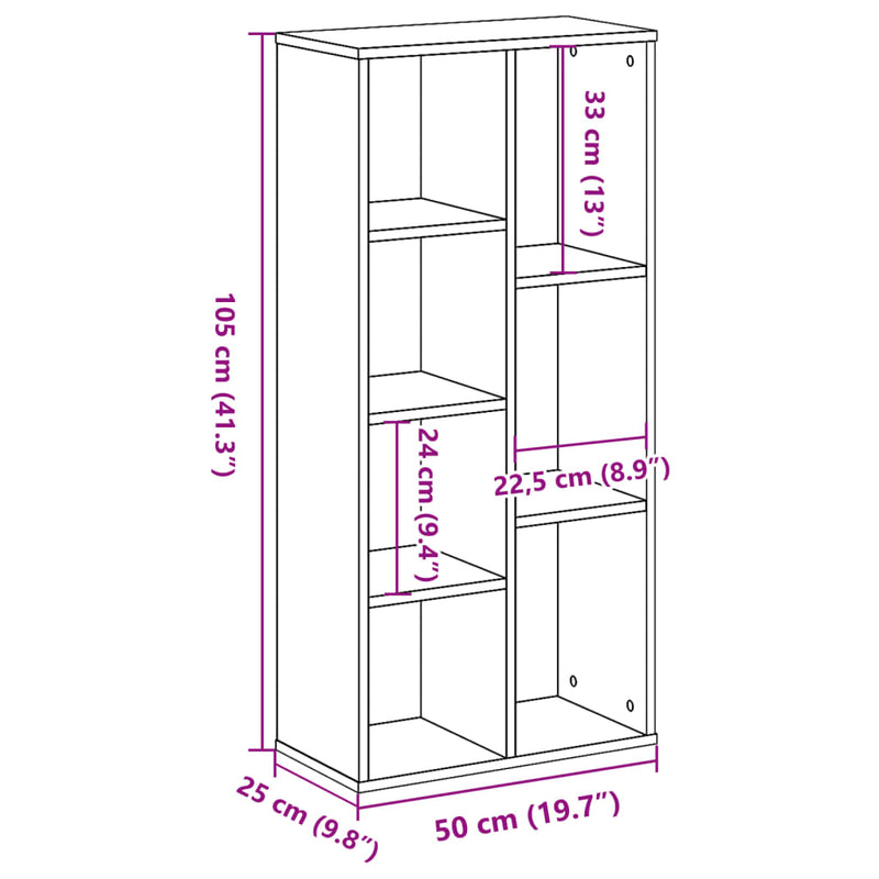 Bücherregal Schwarz 50x25x105 cm Holzwerkstoff