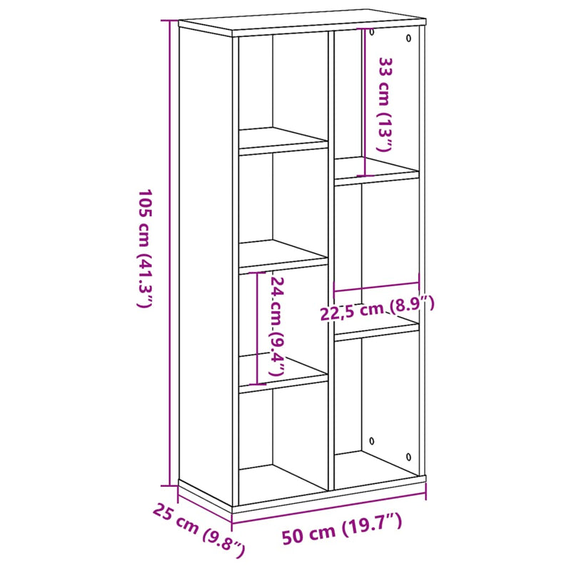 Bücherregal Artisan-Eiche 50x25x105 cm Holzwerkstoff