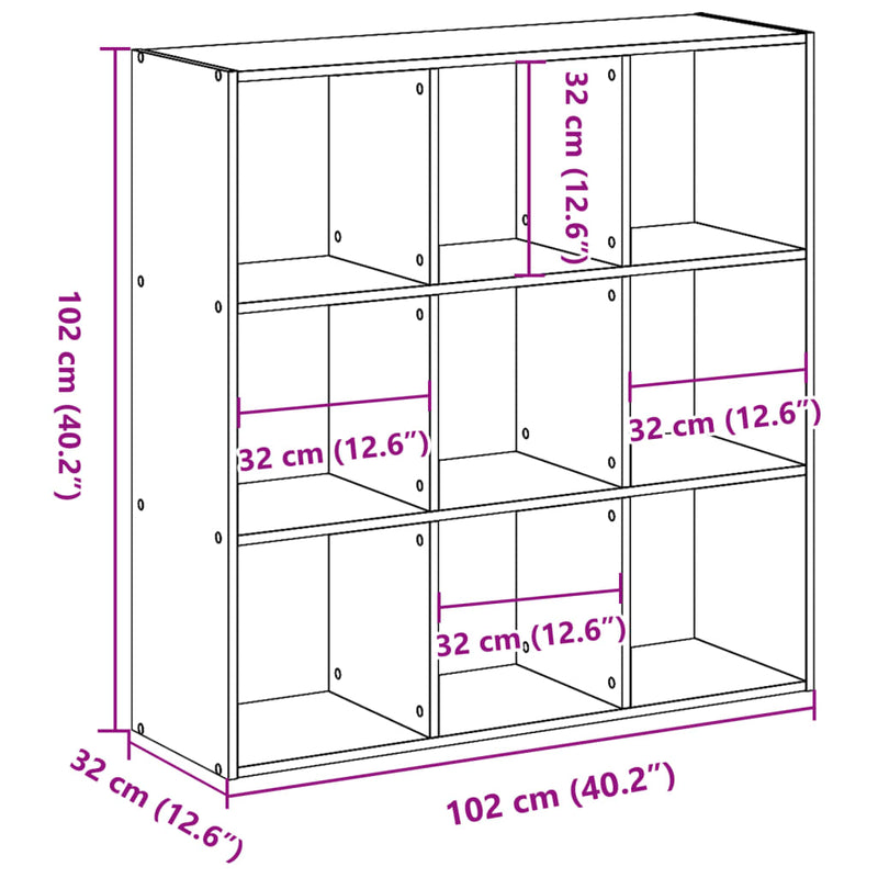 Bücherregal Weiß 102x32x102 cm Holzwerkstoff