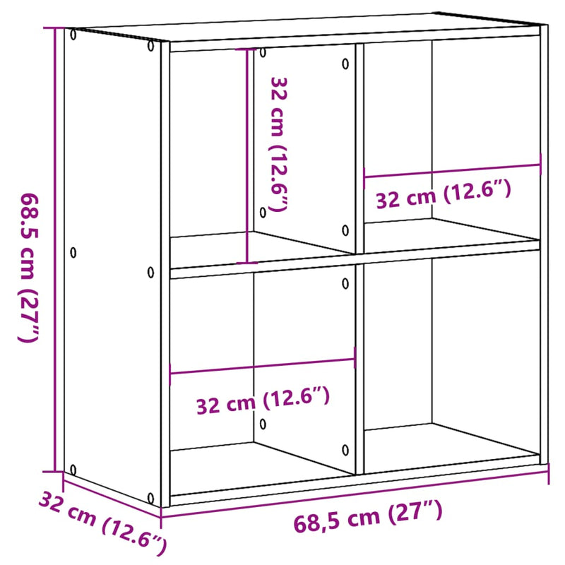 Bücherregal Weiß 68,5x32x68,5 cm Holzwerkstoff