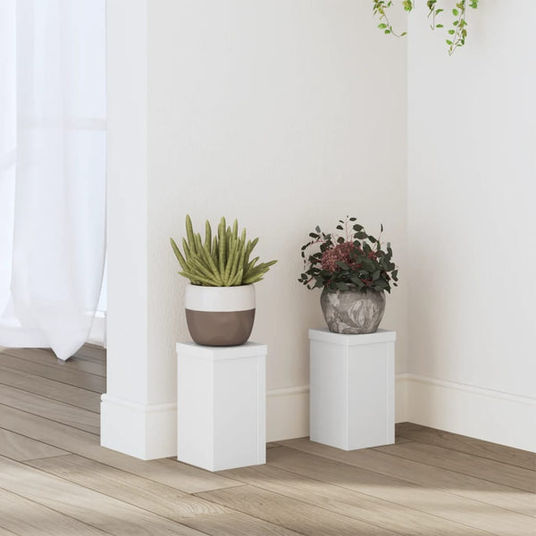 Pflanzenständer 2 Stk. Weiß 10x10x18 cm Holzwerkstoff