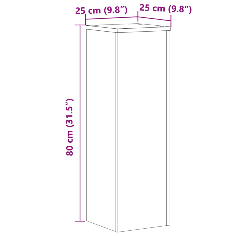 Pflanzenständer 2 Stk. Grau Sonoma 25x25x80 cm Holzwerkstoff