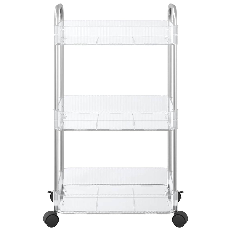 Aufbewahrungswagen 3 Etagen Transparent 37x28x68 cm Acryl