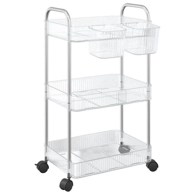 Aufbewahrungswagen 3 Etagen Transparent 37x28x68 cm Acryl
