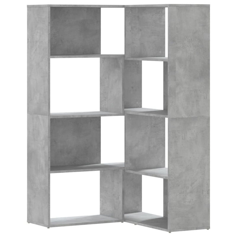 Eck-Bücherregal 4 Böden Betongrau 85x85x140 cm Holzwerkstoff