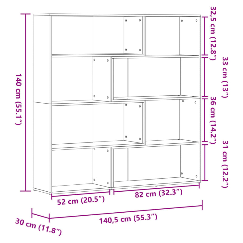 Eck-Bücherregal 4 Böden Betongrau 85x85x140 cm Holzwerkstoff