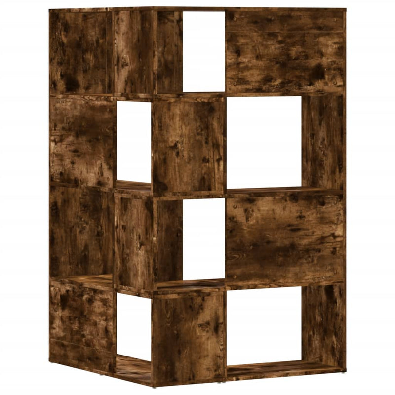 Eck-Bücherregal 4 Etagen Räuchereiche 85x85x140cm Holzwerkstoff