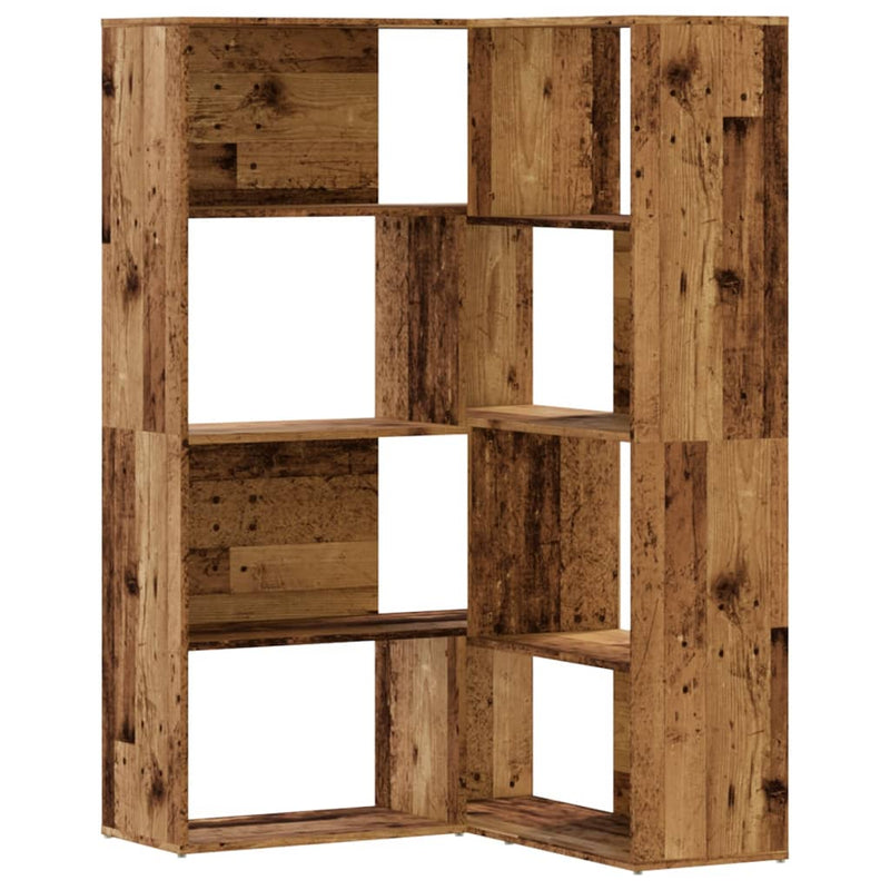 Eck-Bücherregal 4 Etagen Antikholz 85x85x140 cm Holzwerkstoff