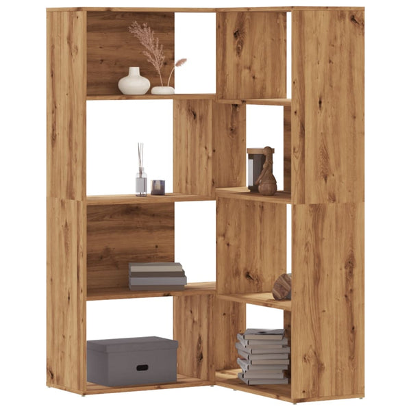 Eck-Bücherregal 4 Etagen Artisan-Eiche 85x85x140 Holzwerkstoff