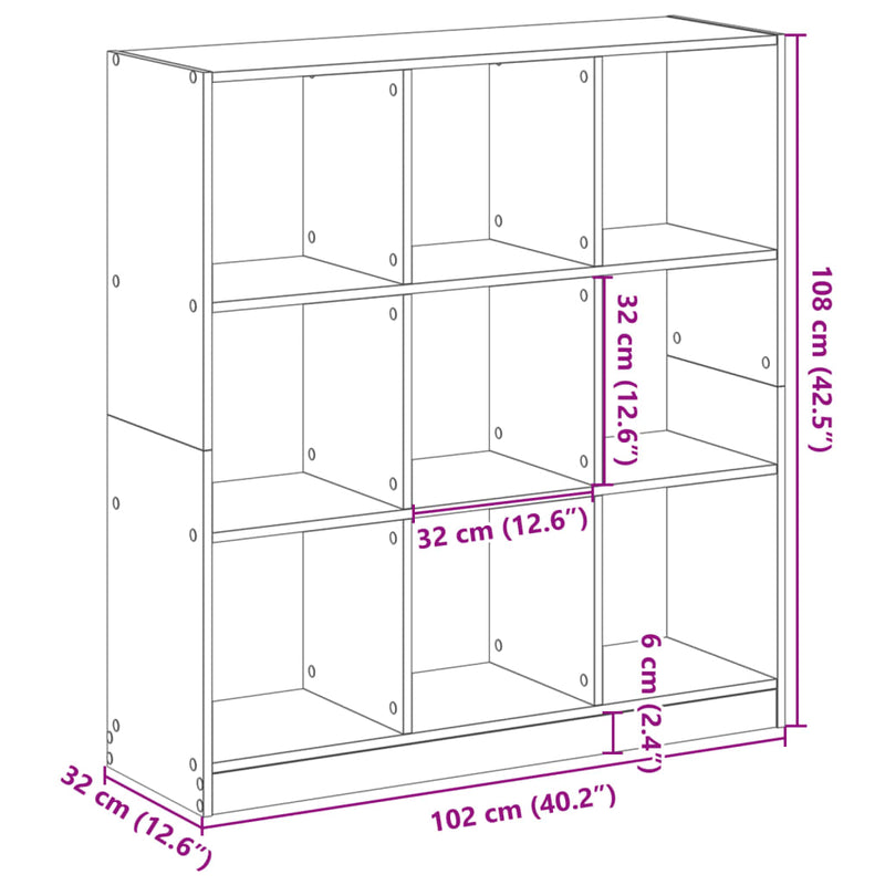 Bücherregal Artisan-Eiche 102x32x108 cm Holzwerkstoff