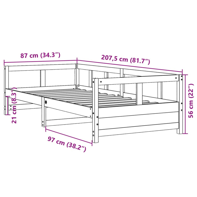 Tagesbett Wachsbraun 80x200 cm Massivholz Kiefer