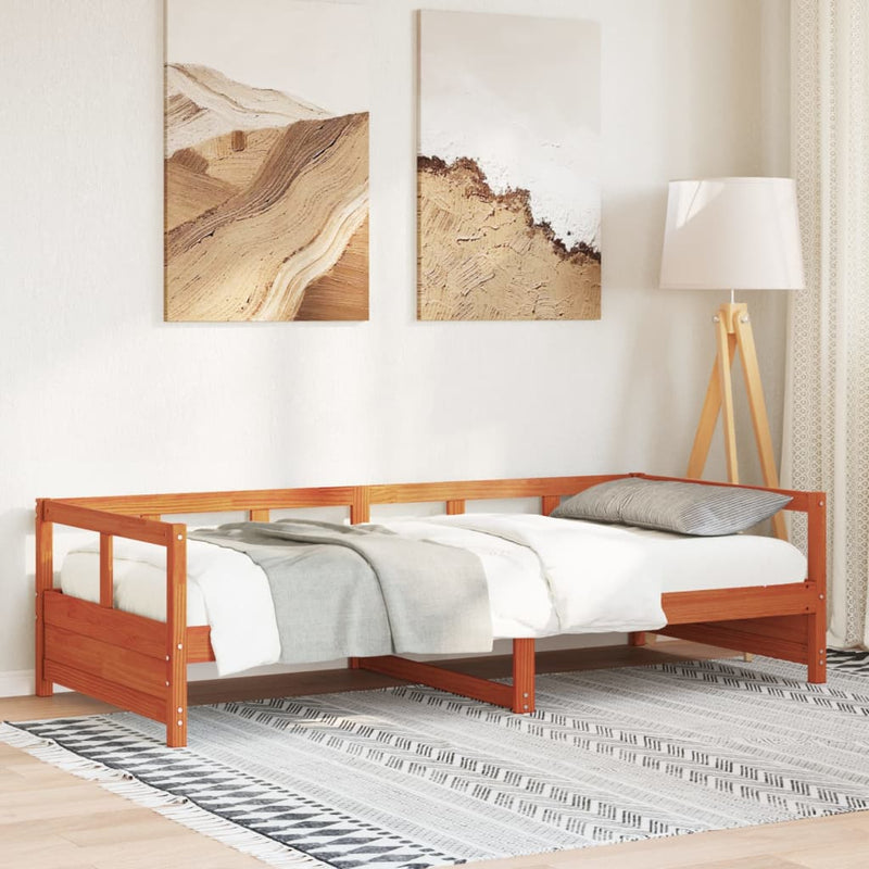 Tagesbett Wachsbraun 90x200 cm Massivholz Kiefer