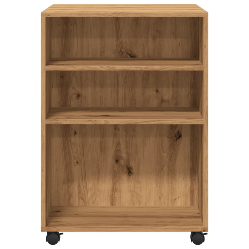 Beistelltisch mit Rollen Artisan-Eiche 55x60x78cm Holzwerkstoff