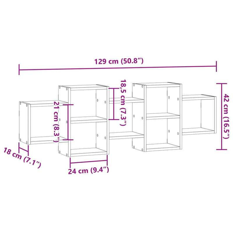 Wandregal Altholz-Optik 129x18x42 cm Holzwerkstoff