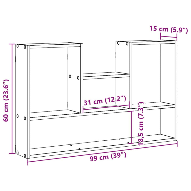 Wandregal Schwarz 99x15x60 cm Holzwerkstoff