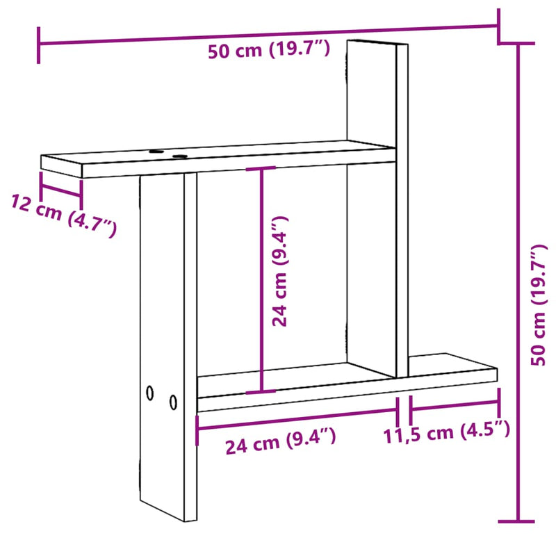 Wandregale 2 Stk. Weiß 50x12x50 cm Holzwerkstoff