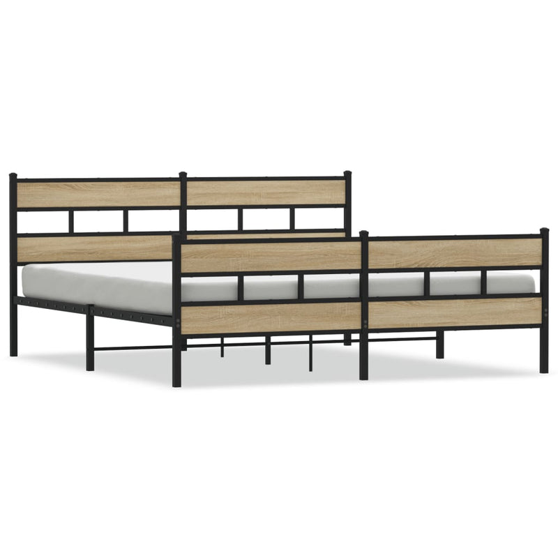 Metallbett ohne Matratze Sonoma-Eiche 183x213 cm