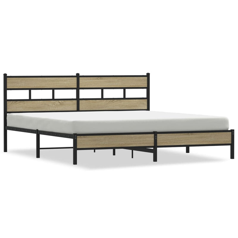 Metallbett ohne Matratze Sonoma-Eiche 183x213 cm