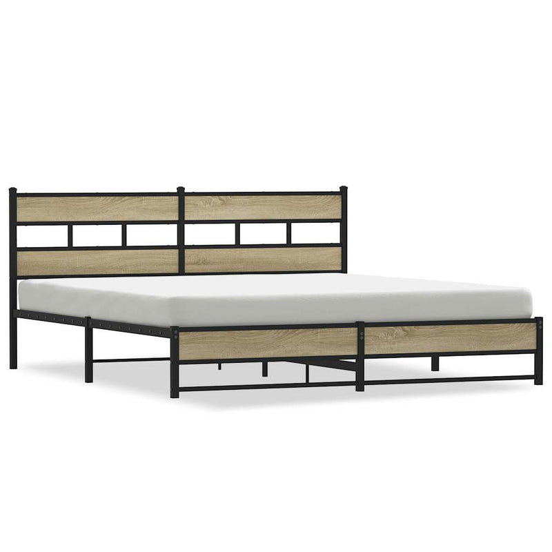 Metallbett ohne Matratze Sonoma-Eiche 183x213 cm