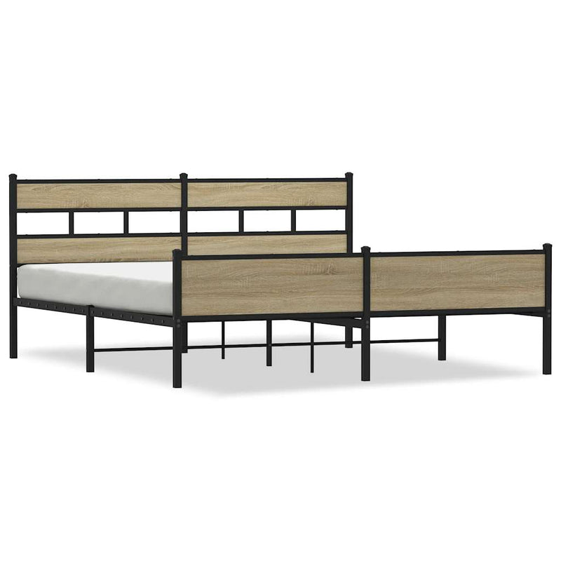 Metallbett ohne Matratze Sonoma-Eiche 183x213 cm