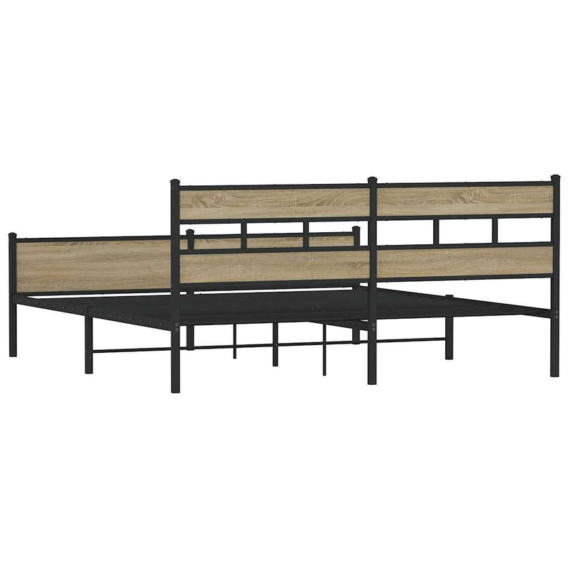 Metallbett ohne Matratze Sonoma-Eiche 183x213 cm