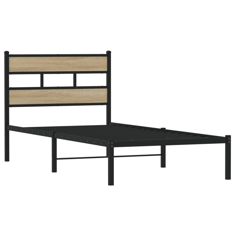 Metallbett ohne Matratze Sonoma-Eiche 107x203 cm