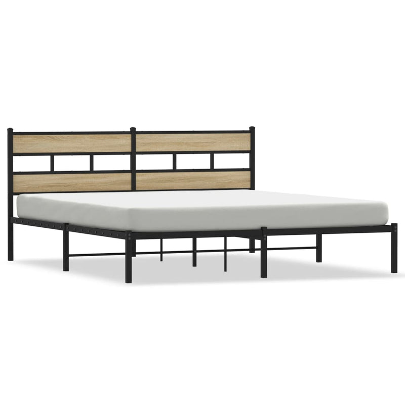 Metallbett ohne Matratze Sonoma-Eiche 183x213 cm