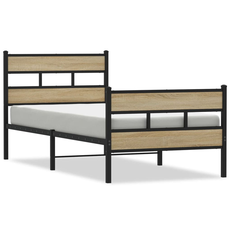 Metallbett ohne Matratze Sonoma-Eiche 107x203 cm