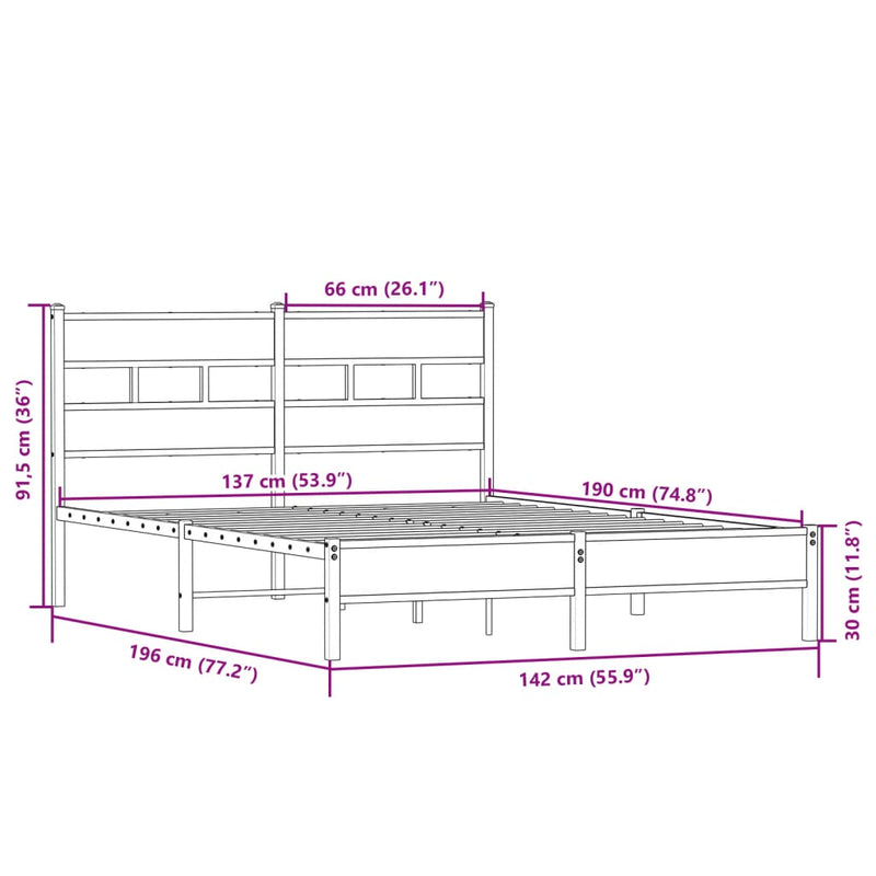 Bettgestell ohne Matratze Sonoma-Eiche 137x190 cm Holzwerkstoff